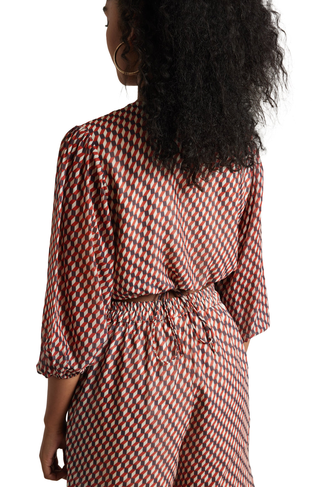 Zaccai Women's Brown Georgette Geometric Co-ord Set | Grocsy