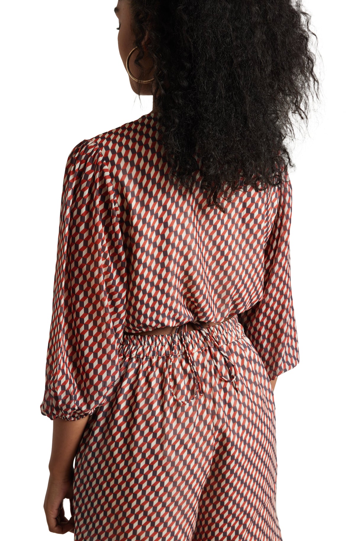 Zaccai Women's Brown Georgette Geometric Co-ord Set | Grocsy