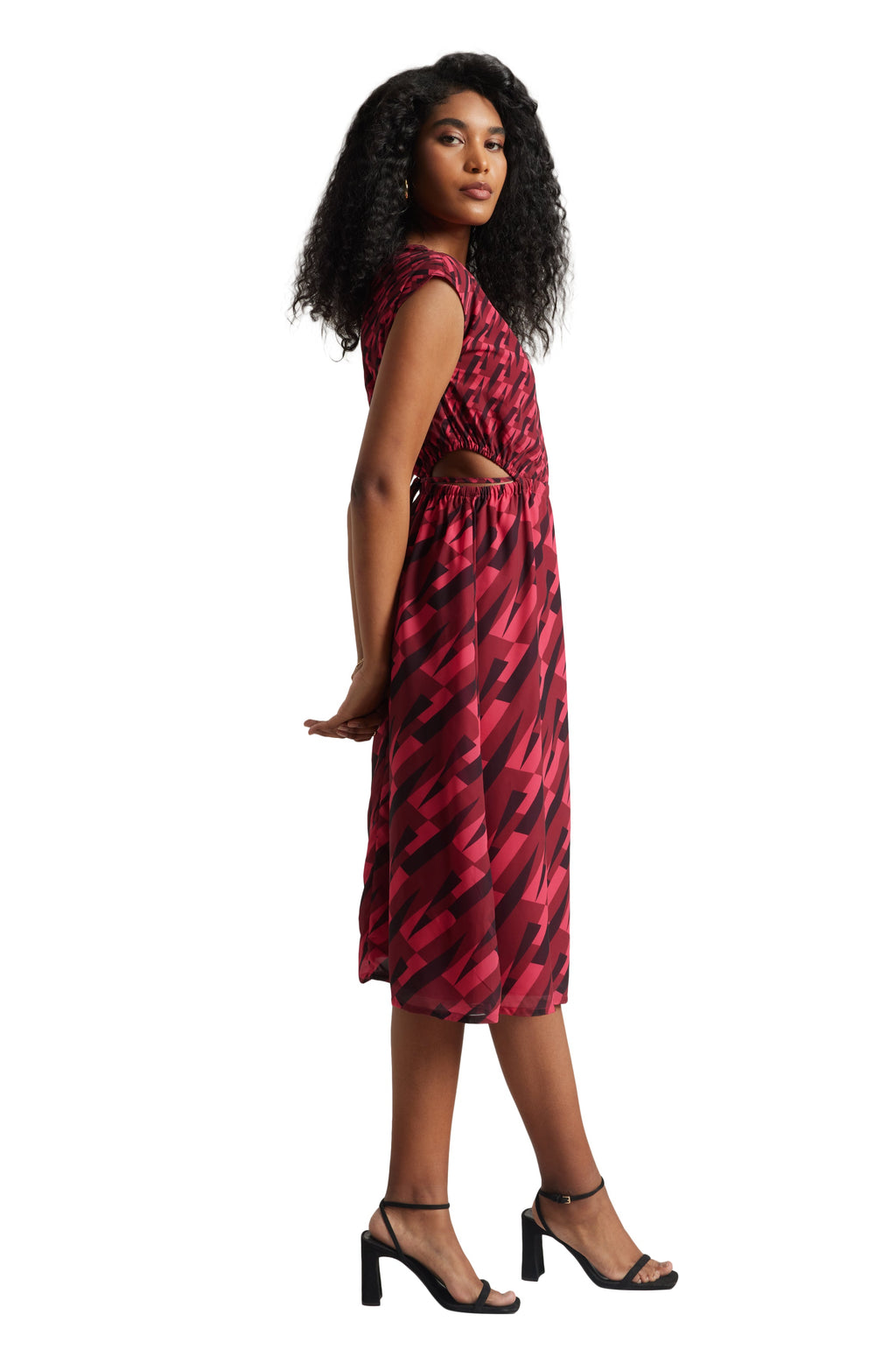 Zaccai Women's Pink Georgette Geometric Dress | Grocsy