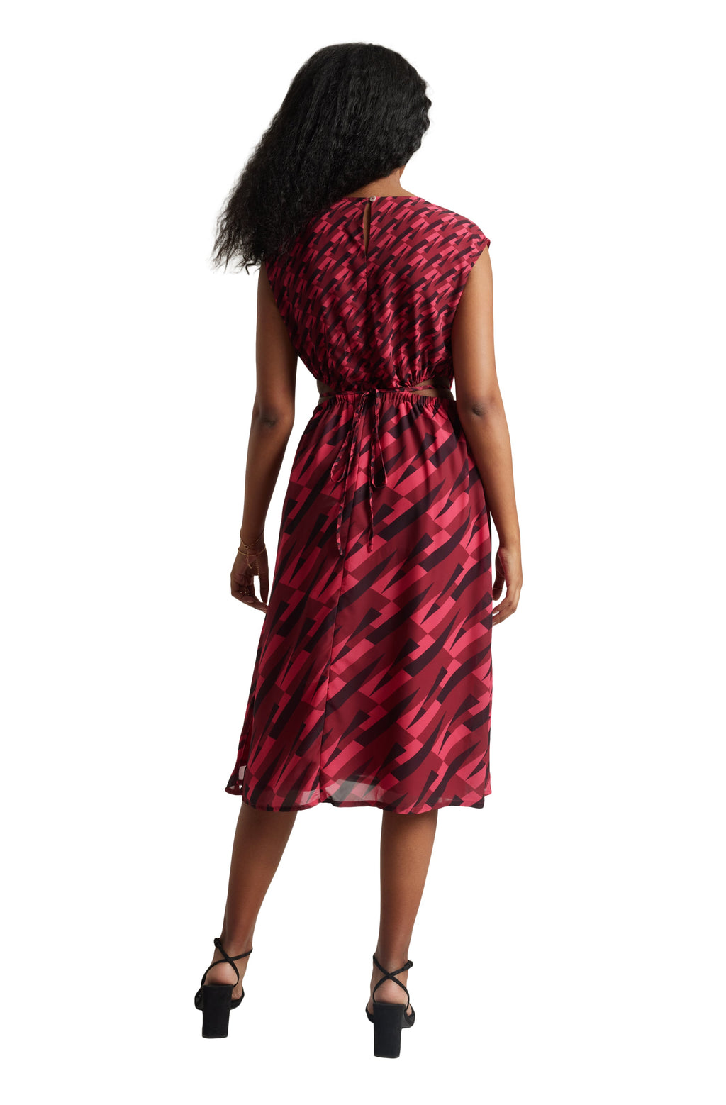 Zaccai Women's Pink Georgette Geometric Dress | Grocsy