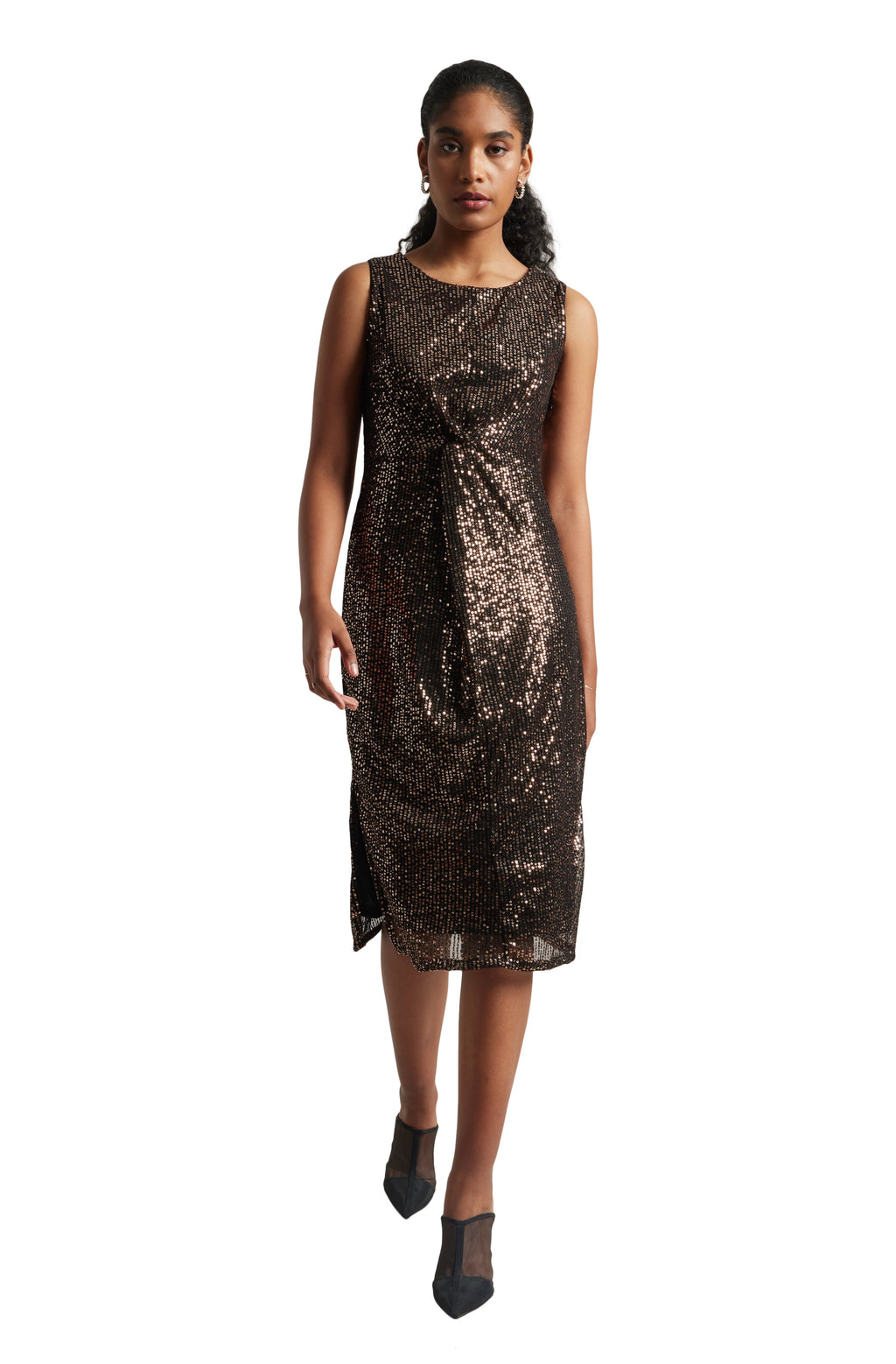 Zaccai Women's Black Poly Elastane Sequined Dress | Grocsy