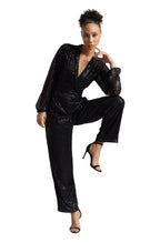 Zaccai Women's Black Poly Elastane Sequined Jumpsuit | Grocsy