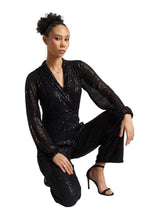 Zaccai Women's Black Poly Elastane Sequined Jumpsuit | Grocsy