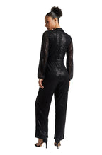 Zaccai Women's Black Poly Elastane Sequined Jumpsuit | Grocsy