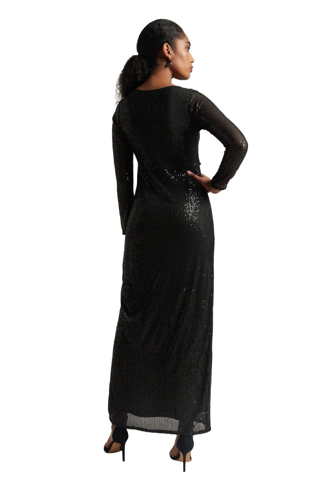 Zaccai Women's Black Poly Elastane Sequined Dress | Grocsy