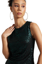 Zaccai Women's Black Poly Elastane Sequined Top | Grocsy