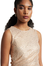 Zaccai Women's Champagne Poly Elastane Sequined Top | Grocsy