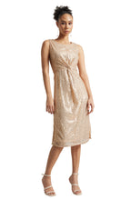 Zaccai Women's Champagne Poly Elastane Sequined Dress | Grocsy