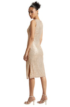 Zaccai Women's Champagne Poly Elastane Sequined Dress | Grocsy