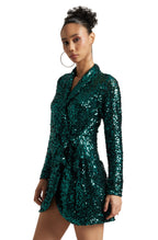 Zaccai Women's Green Poly Elastane Sequined Dress | Grocsy