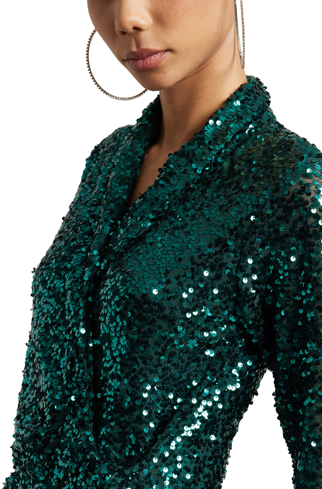 Zaccai Women's Green Poly Elastane Sequined Dress | Grocsy