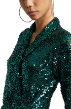 Zaccai Women's Green Poly Elastane Sequined Dress | Grocsy