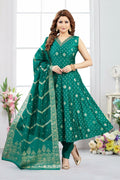 Joban Fashion Jacquard Rama Green Color Kurta Set | Grocsy