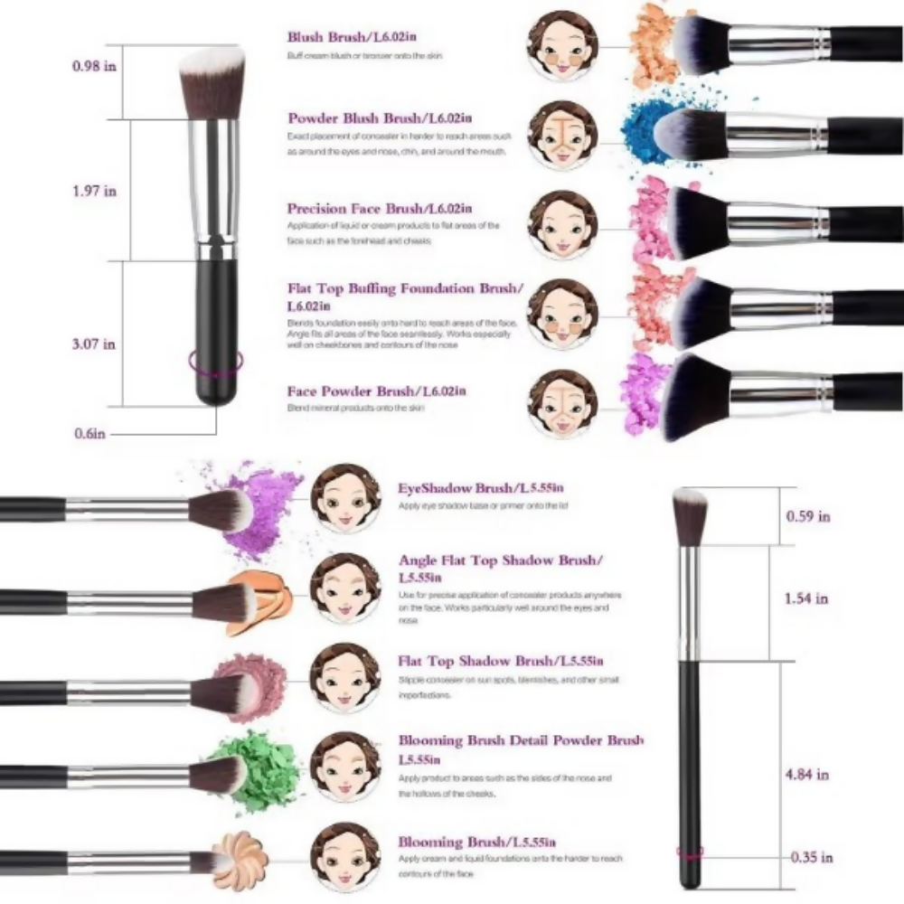 Bronson Professional Premium 10 Pcs Makeup Brush Set | Grocsy