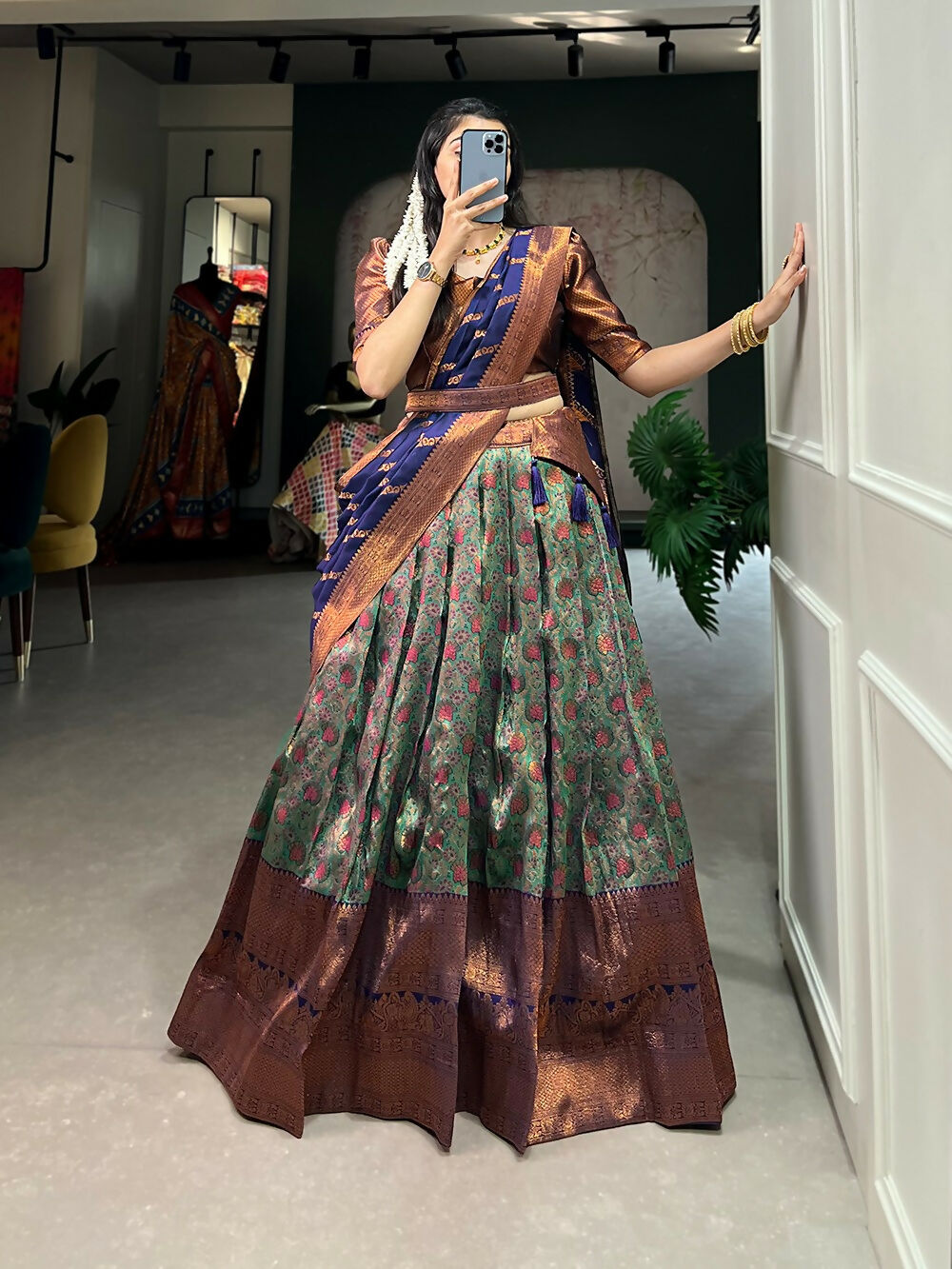 Vastranavya Specially Design To Wear In Wedding, Functions And Special Occasions Lehenga Choli - Navy Blue | Grocsy