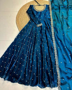 Teeya Creation Women's New Trendy Latest Designer Embroidery Anarkali Gown with Dupatta Set | Grocsy