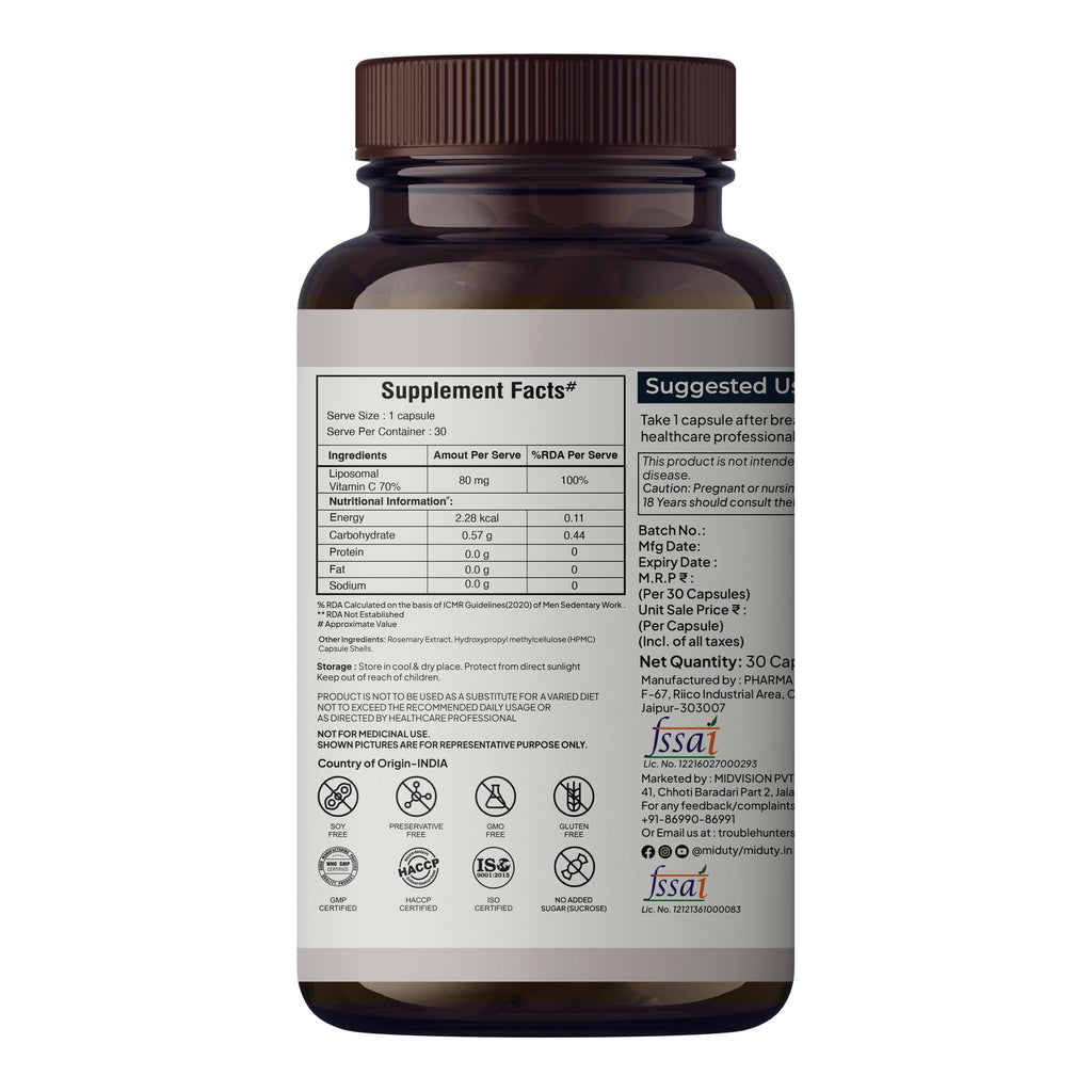 Miduty Liposomal Vitamin C - Immunity Booster Capsules | Grocsy