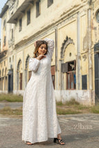 Zibaa Cotton Ivory Chikankari Anarkali | Grocsy
