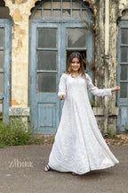 Zibaa Cotton Ivory Chikankari Anarkali | Grocsy