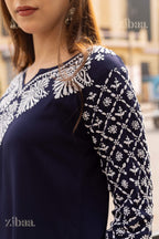 Zibaa Rayon Chikankari Kurti with Jaal work | Grocsy