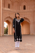 Zibaa Modal Black Chikankari Kurti | Grocsy