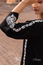 Zibaa Modal Black Chikankari Kurti | Grocsy