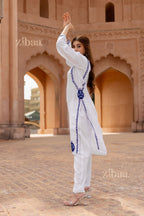 Zibaa Rayon White Chikankari Kurti | Grocsy