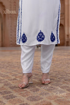 Zibaa Rayon White Chikankari Kurti | Grocsy
