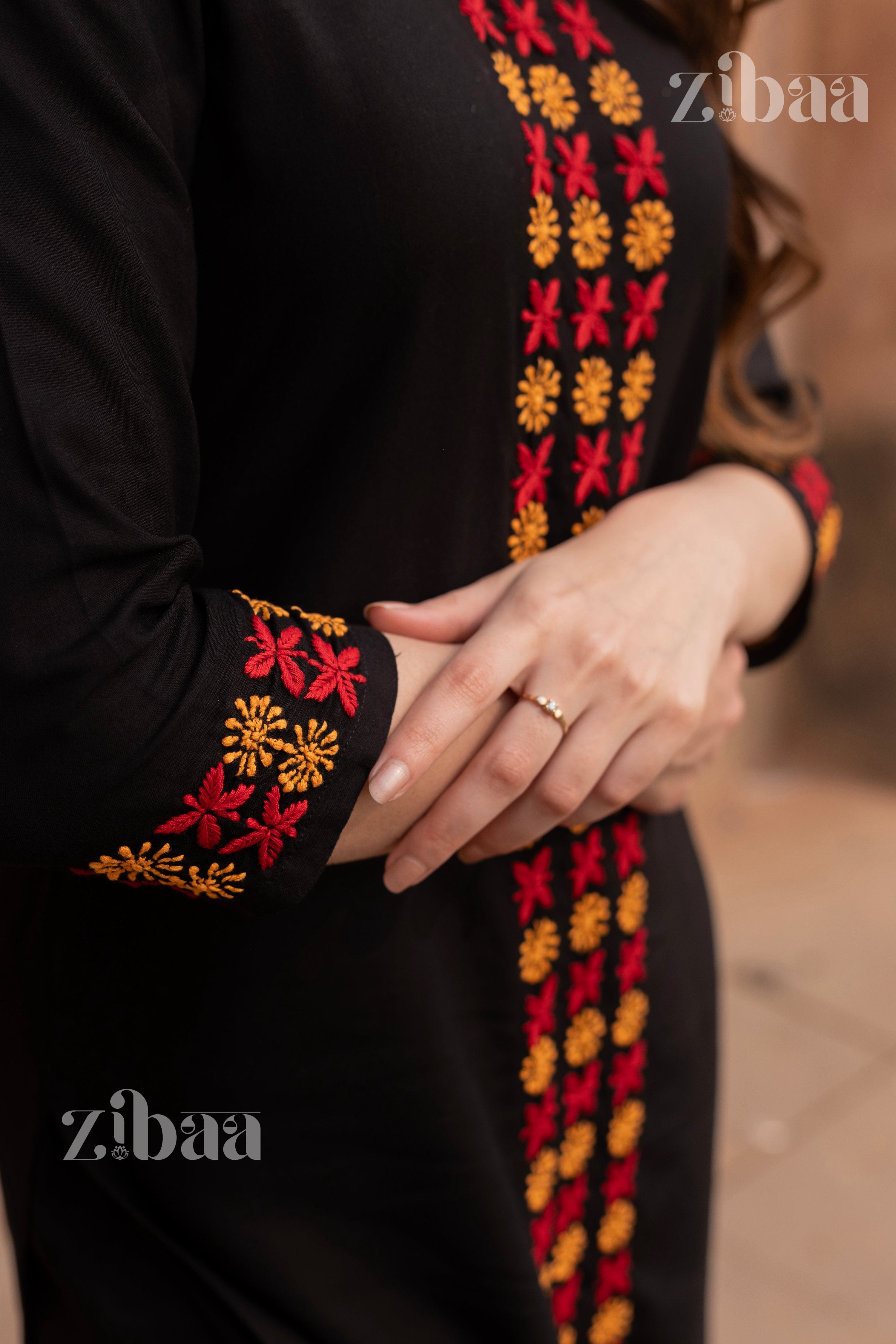 Zibaa Luxury Rayon Black Chikankari Kurta Set | Grocsy