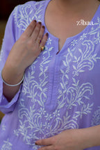 Zibaa Modal Lavender Chikankari Kurta | Grocsy