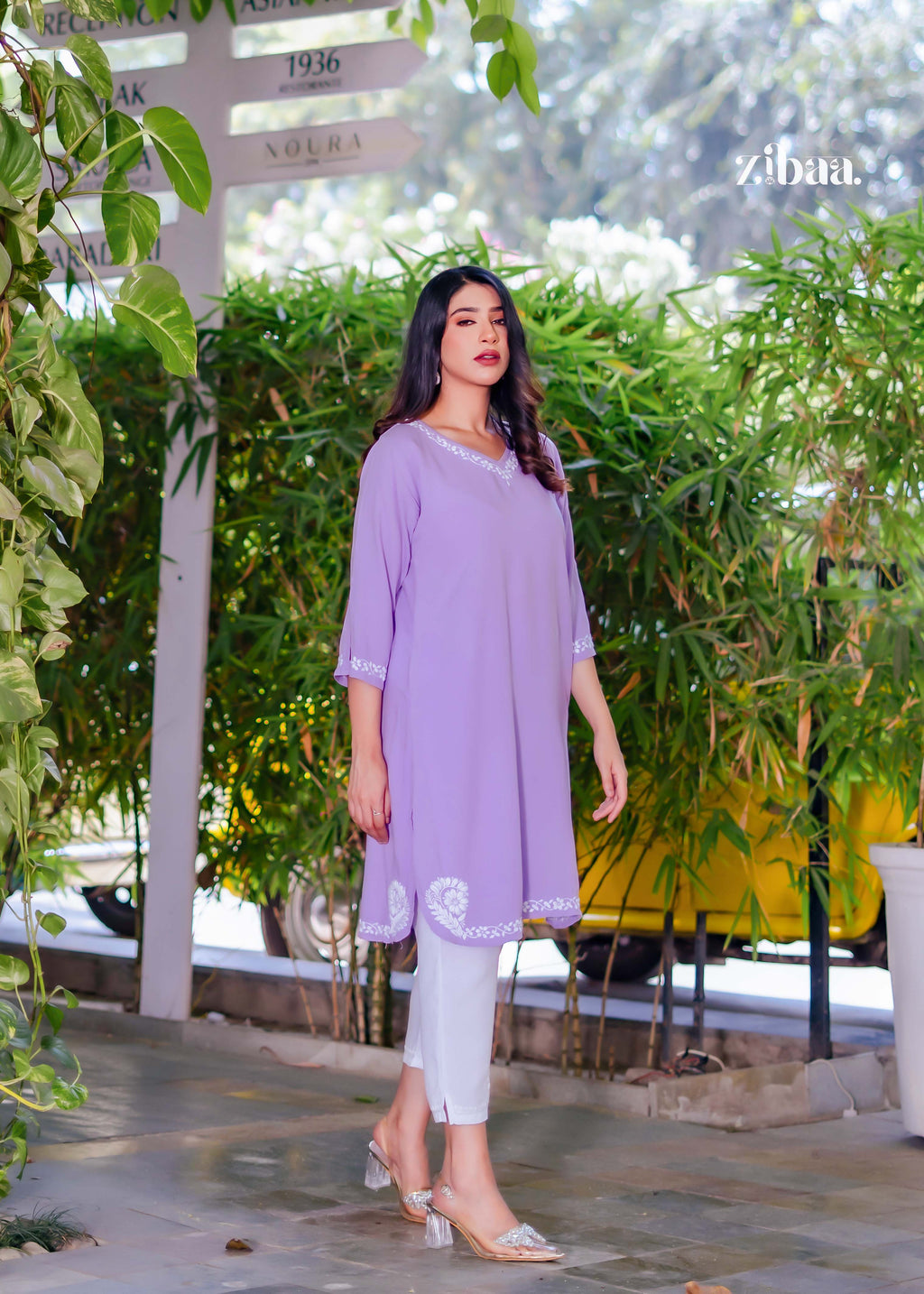 Zibaa Lavender Luxury Rayon Chikankari Coord Set | Grocsy