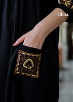 Zibaa Black & Gold Rayon Chikankari Kurta | Grocsy