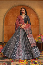 AI Fashion Black Crepe Designer Navratri Wear Lehenga Choli Collection | Grocsy
