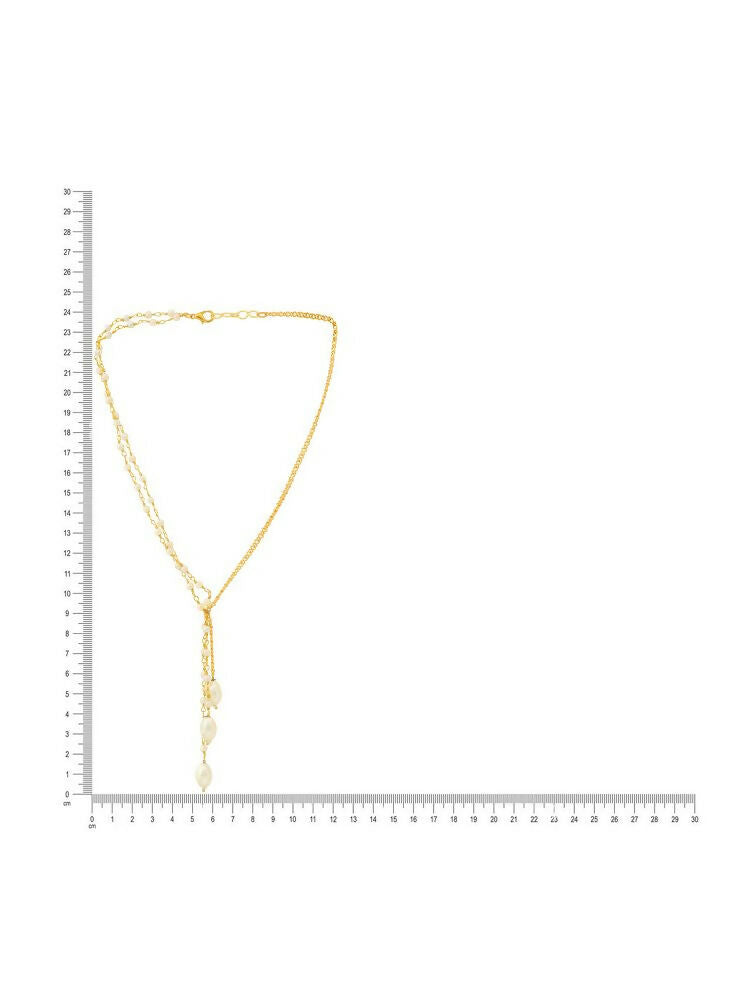 Beaded Pearl Drop One-Sided Layered Necklace - Ruby Raang | Grocsy