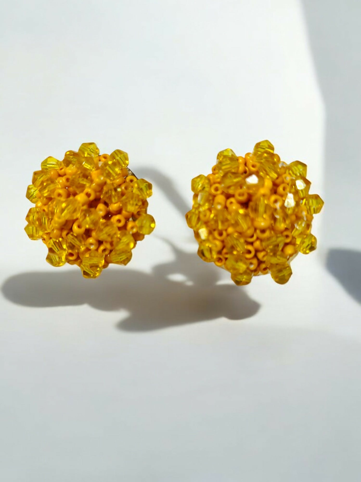 Inhanns Small Statement Studs Earrings - Yellow | Grocsy