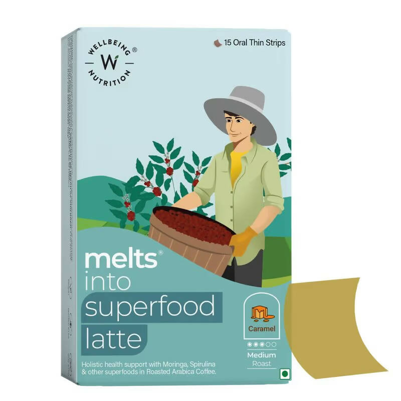 Wellbeing Nutrition Melts Superfood Latte Strips - Caramel Flavor | Grocsy
