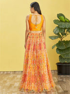 Tulsi Art Bright Yellow Mirror Work Organza Function Wear Lehenga Choli | Grocsy