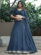 Tulsi Art Engaging Black Leheriya Print Georgette Reception Wear Lehenga Choli | Grocsy
