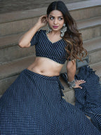 Tulsi Art Engaging Black Leheriya Print Georgette Reception Wear Lehenga Choli | Grocsy
