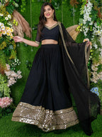 Tulsi Art Dazzle Black Zari Embroidered Georgette Festival Wear Lehenga Choli | Grocsy