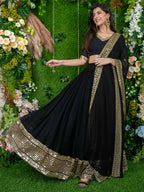 Tulsi Art Dazzle Black Zari Embroidered Georgette Festival Wear Lehenga Choli | Grocsy