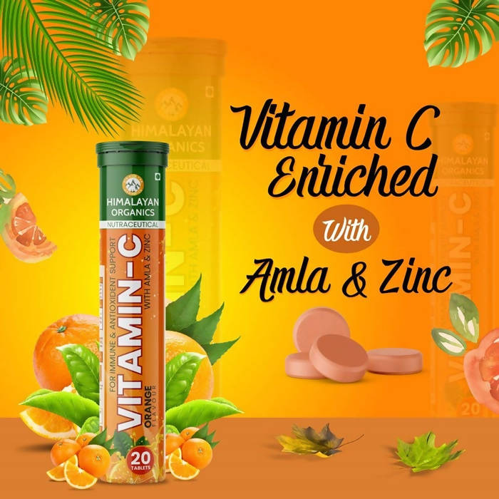 Himalayan Organics Vitamin-C Orange Flavour With Amla & Zinc Tablets | Grocsy