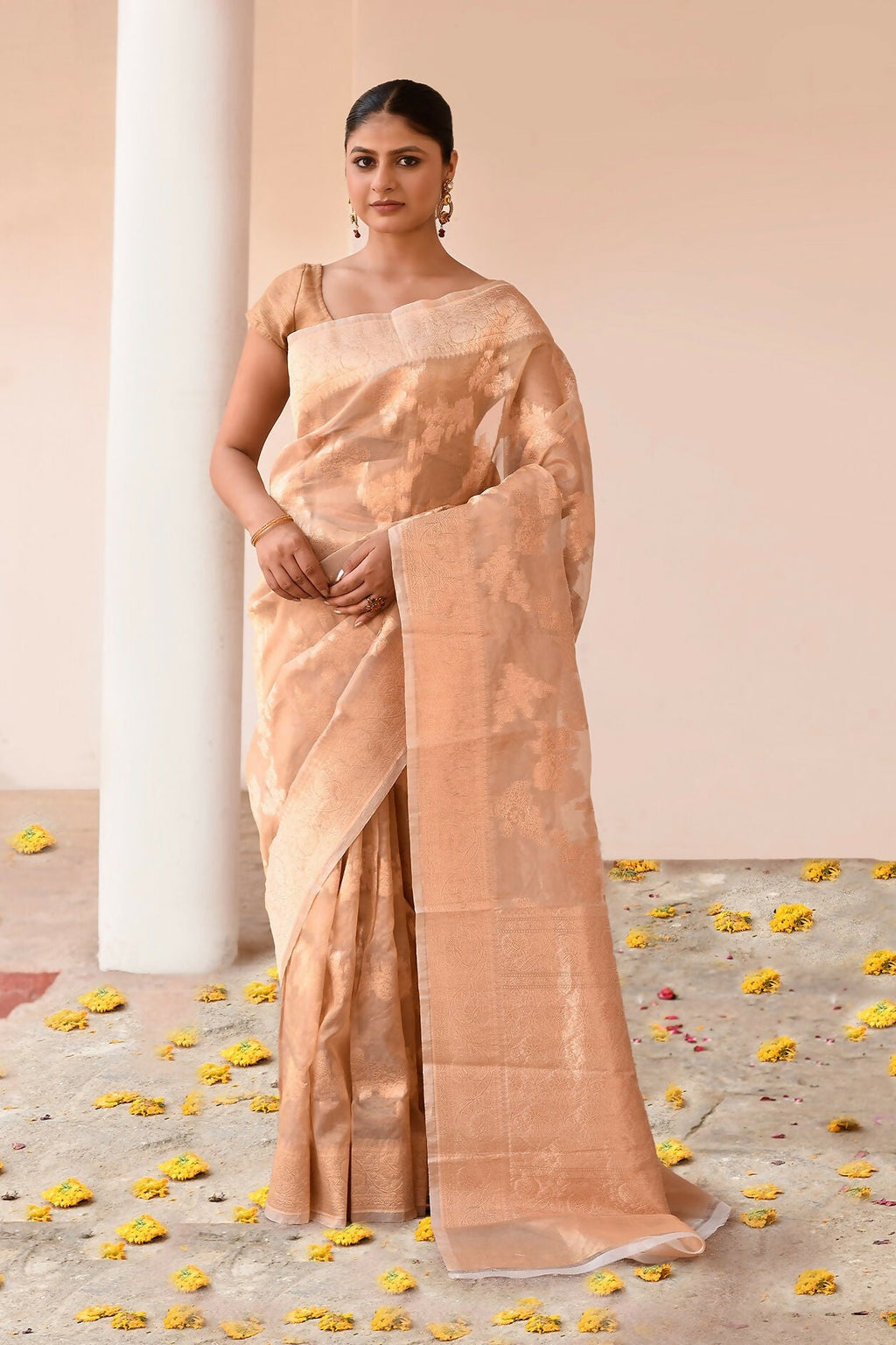 Joban Fashion Gold Banarasi Tissue Saree | Grocsy