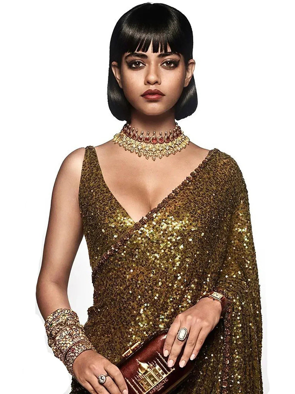 Tulsi Art Mehendi Green Sequins Party Wear Saree With Blouse | Grocsy