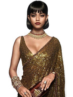 Tulsi Art Mehendi Green Sequins Party Wear Saree With Blouse | Grocsy