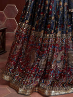 Tulsi Art Wonderful Blue Digital Print Embroidery Chinon Silk Party Wear Lehenga Choli | Grocsy