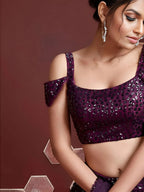 Tulsi Art Fabulous Purple Embroidery Net Party Wear Lehenga Choli | Grocsy