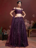 Tulsi Art Fabulous Purple Embroidery Net Party Wear Lehenga Choli | Grocsy