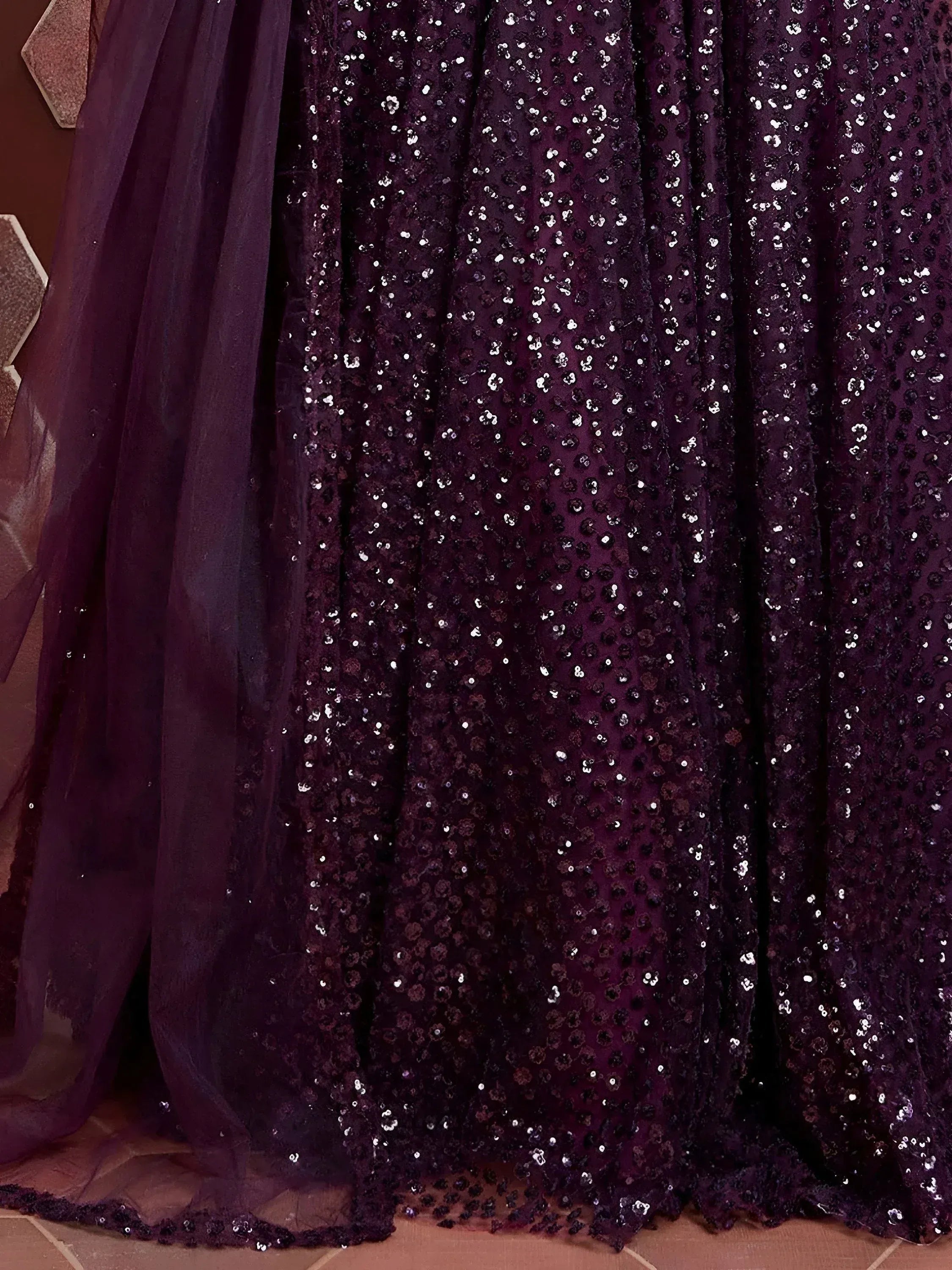 Tulsi Art Fabulous Purple Embroidery Net Party Wear Lehenga Choli | Grocsy