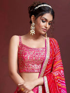 Tulsi Art Great Pink Embroidery Pure Chinon Silk Party Wear Lehenga Choli | Grocsy